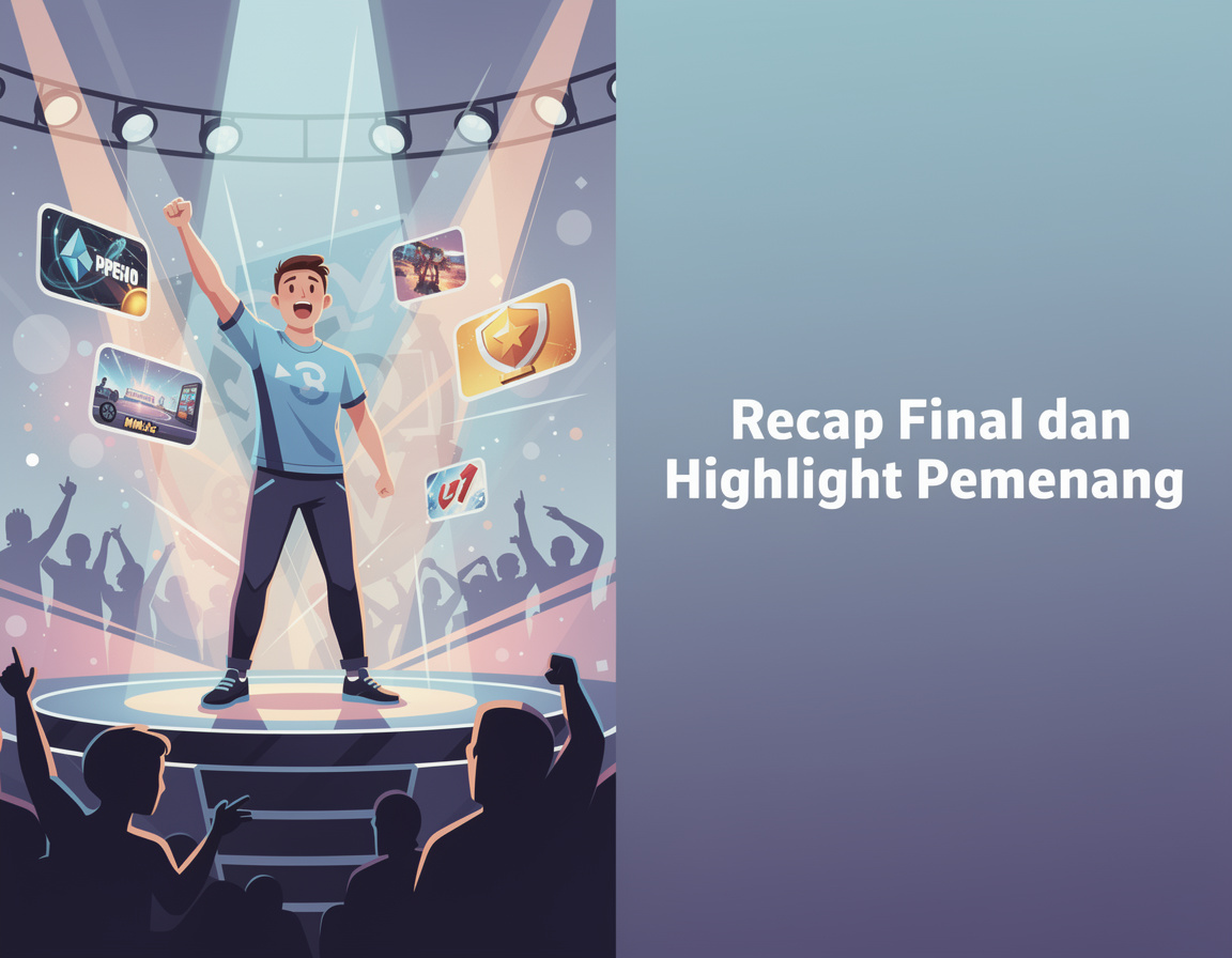 Ilustrasi recap final dan highlight pemenang untuk turnamen game online anggun88